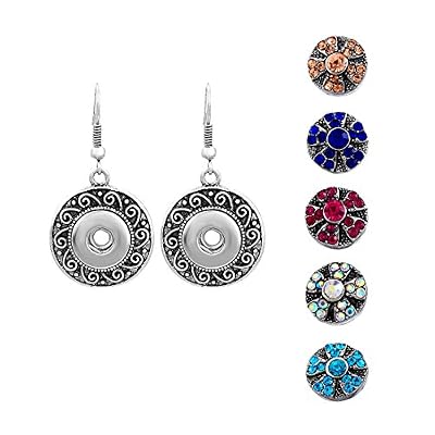 Souarts 1 Parure Mixte Bijoux Femme 1 Paire Boucles d'Oreilles et 5pcs Bouton à Pression Strass