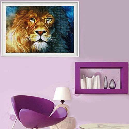 Amazingdeal365 Motiv-Löwe 1 5D DIY Diamond Stickerei Malerei Kreuzstich Kinderhandarbeit zum Lernen für Balkon,Terasse,Café,Kinderzimmer,Wohnzimmer, Schlafzimmer, Arbeitszimmer usw. - 4