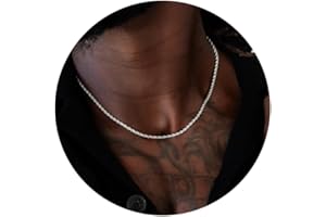 RANKEEF 2/3/4 mm Rope Chain Necklace for Men - Silver Necklace 18/20/22 Inch Chain Waterproof Stable & Shiny Twist Rope Necklace Gift for Men & Women Husband Boyfriend