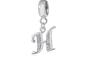 YIRONG JEWELRY Abalorio de letra de plata de ley 925 con letras del alfabeto, compatible con pulseras Pandora