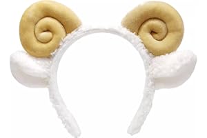 RmKbe Sheep Headband Goat Horn Headband Plush Animal Ears Hair Band Cartoon Animal Headwear for Children Adults