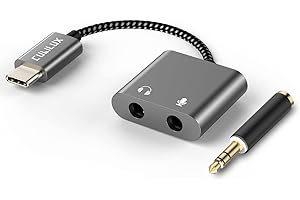 Cubilux USB C na rozdzielacz mikrofonu słuchawkowego typu C na 3,5 mm TRS Adapter audio mikrofonu TRS dla iPhone 15+/15 Pro Max, iPad Pro iPad 10, MacBook Pro/Air, Samsung S24/S23 Tab S9/S8/S7