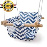 REASEGURO: Especialmente diseñado para niños de 6 meses a 3 años, fabricado con loneta duradera y madera de alta calidad. Asegure la seguridad de sus hijos cuando jueguen con nuestro columpio.