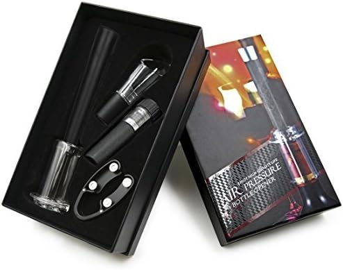 Mayshion Gift Box 4-piece Wine Accessory Tool Kit (Air Pressure Cork Remover Wine Opener,Wine Vacuum Bottle Stopper, Wine Bottle Pour Spout, Wine Bottle Foil Cutter)