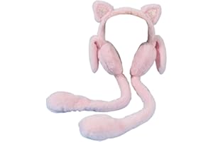 GISSROYS Funny Plush For Cat Earmuff Moving Jumping Kitten Earwarmer Cute Unisex Animal Ear Flap For Children Toddler Solid Color Ear Warmerear Warmer Headband For Girls Soft Ear Warmer Headband For Kids Ear