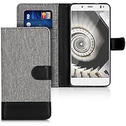 kwmobile 43365.01 Funda para teléfono móvil 13,2 cm (5.2") Folio Negro, Gris - Fundas para teléfonos móviles (Folio, BQ, bq Aquaris V, 13,2 cm (5.2"), Negro, Gris)