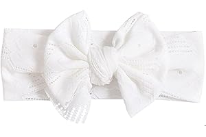 Bkemkri Diademas de Turbante para Bebé, Vendas de Bebé Niñas, Diadema con Lazo para Bebé, Bandas Elásticas para el Pelo para Bebé Recién Nacido, para Recién Nacidos y Niños Pequeños, Blanco