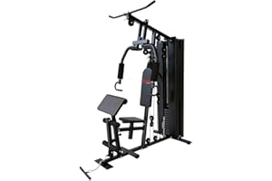 ‎FUEL FITNESS FUEL Fitness Kraftstation KS100 für Zuhause, Homegym auf 2qm, Latzug, Brustpresse, Butterfly, Bizepscurlpult, Seilzug, unzählige Trainingsvariationen, 65kg Gewichtsblock, inkl. Zubehör