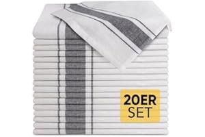 ‎SIDORENKO Loco-Bird Geschirrtücher Baumwolle 20 Set grau weiß - Küchentücher saugstark 50x70cm - Geschirrtuch zum abtrocknen - Geschirrhandtücher - Küchenhandtücher, Trockentücher Küche, Küchentuch, Spültücher