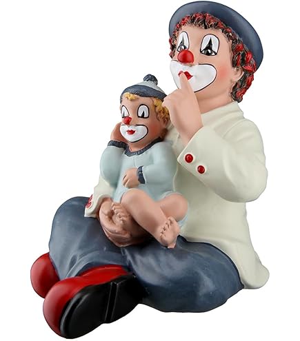 GILDE Gildeclown decoratieve figuur clown met roos - kunsthars meerkleurig hoogte 8 cm - cadeau voor vrouwen mannen verjaardagscadeau bruiloft