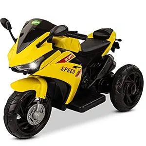 Baybee R3 Pro Battery Operated Ride on Electric Kids Bike, Battery Baby Bike with Music & USB | Electric Battery Bike | Battery Operated Bike for Kids to Drive 1 to 3 Years Boys Girls (Yellow)