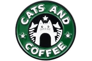 REBRILLIANT Cats and Coffee Enamel Pin Brooch Badge - Lapel Pin - Deluxe Gift Decoration