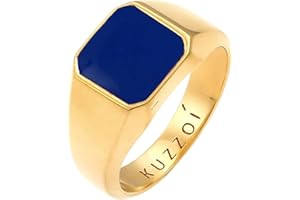 Kuzzoi Anillo de plata de ley 925 maciza con sello de 12 mm de ancho para hombre, anillo clásico con esmalte esmaltado para hombre, talla 54-66, 0609950721