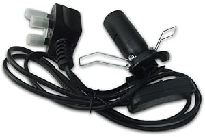 DECK INN Himalayan Salt Lamp Replacement Electrical Lamp Light Fittings 2 Metal Clip Black - Spare Cable UK 3Pin Plug+Bulb