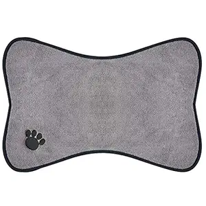 Sinland Microfiber Pet Bowl Mat Dish Drying Mat 11.8 Inch x 17.7 Inch Grey with Anti-Skid Backing