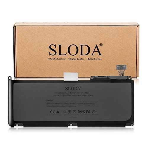 SLODA Laptop Ersatzakku für Apple Macbook 13″ A1331 (A1342 Ende 2009 Version Macbook 6,1, Mitte 2010 Version Macbook 7,1) Kompatibel für MacBook 13 Zoll Ersatzbatterie [Li-Polymer 10.95V 5500mAh] - 5