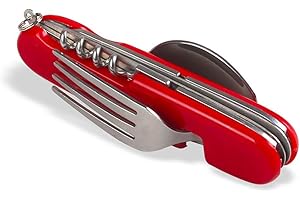 Guajave Portatile 6 in 1 Campeggio Pieghevole Articoli per la Tavola Acciaio Inox Cucchiaio Forchetta Apribottiglie Viaggio Articoli per la Tavola