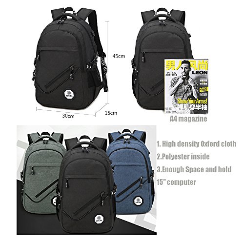 15 Zoll Laptop Rucksack mit USB Port  Nylon Wasserabweisend Arbeit Laptop Rucksack College Schultertaschen Reisetasche Wandern Rucksack f  r Damen und