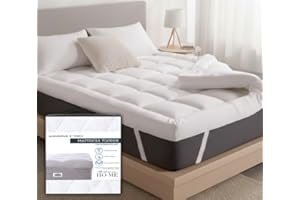 Adam Home Mattress Topper Single Bed – 4 Inch / 10 cm Thick Quilted Hypoallergenic Single Mattress Topper Extra Deep with Strong Corner Straps for Comfort (90 x 190 + 10 cm)