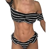 Off Schulter Bademode: Die Badeanzug mit Off-Schulter-Stil, mit Streifen-Design, sehr sexy und einzigartig