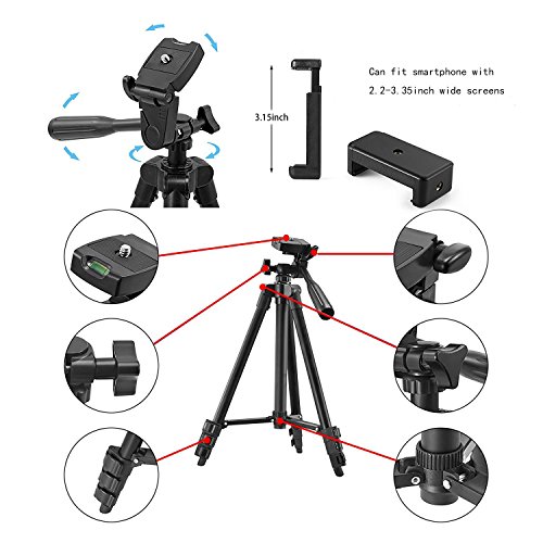 Kamera Stativ, CCRoom 102cm Aluminium Smartphone Stativ mit Handy Halterung und Bluetooth Fernbedienung Handy Stativ fÃ¼r iPhone Samsung und Kamera (Schwarz)