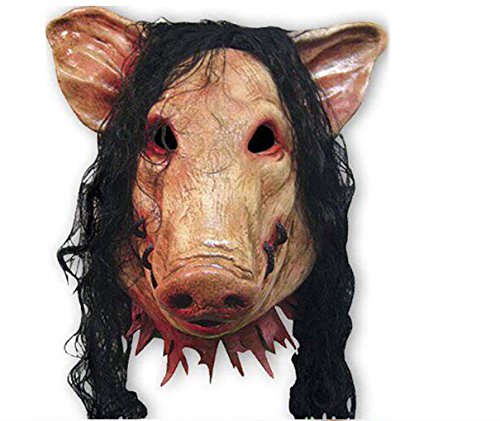 2x SET SCHWEINE + JIGSAW SAW Puppet Latex Maske Kunsthaar Halloween Karneval Horror Einheitsgröße thematys® - 3