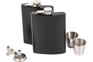 SGEHAI 2 Stück Edelstahl Flachmann und Trichter und Edelstahl Becher Schnapsbecher, 8oz.227 ml Geeignet Zum Tragen von Alkohol für Schnaps und Alkohol jeder Art