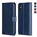 Produktbild OCASE kompatibel mit iPhone XS hülle handyhülle [ Auto-Ruhe/WECKEN-Funktion ][ Standfunktion ] [ Drahtloses Aufladen ] Schutzhülle Leder Flip Brieftasche Etui für Apple iPhone XS (5,8 Zoll) Blau