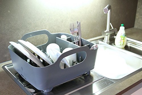 Umbra 330590-149 Tub Dish Rack, Geschirrabtropfkorb aus Kunststoff, Grau - 8