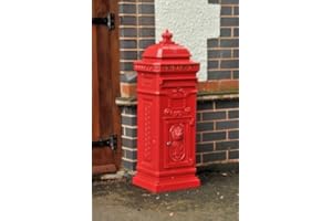 Black Country Metal Works Camden Free Standing Post Box Classic and Sturdy Design - Front and Rear Lockable Doors (Red)