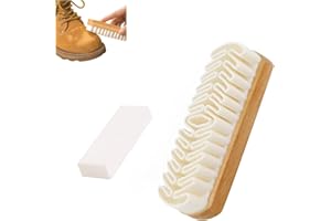 KLYNGTSK 2 x zamszowa szczotka do butów i gumka, drewniana szczotka nubukowa i zamszowa, miękka szczotka z krepy, zestaw zamszowych szczotek do butów z gumką do czyszczenia weluru nubukowego,