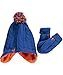Rugged Bear "Cable & Fleece" Hat & Mittens Set - royal blue, 12 - 24 months