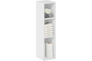 Furinno Fulda Librería con Estantería para Ahorrar Espacio de 3 Niveles, Anchura 20 cm, Blanco