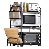 MoMo Étagère de Cuisine étagère de Four de Micro-Ondes de 2 Couches/étagère de Four/étagère d'assaisonnement/Support de Stockage d'acier Inoxydable, Noir,60 * 40 * 79 CM