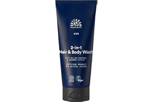 Urtekram - Mäns 2in1 rengöringsmedel, hår och kropp för män, med ginsengextrakt och ekologiskt pilkol - uppfriskande och vitaliserande - 200 ml - vegan, ekologisk, naturligt ursprung
