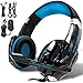 Produktbild KOTION EACH GS900 Gaming Headset für die Xbox 360 One PS3 PS4 PC Computer-Laptop-Mobiltelefone, AFUNTA Multi-Funktions-Over Ear Playstation 4 7.1 umgeben Kopfhörer mit Mikrofon 3,5 mm Klinke Revolution Volume Control Noise Canceling - Schwarz + Blau