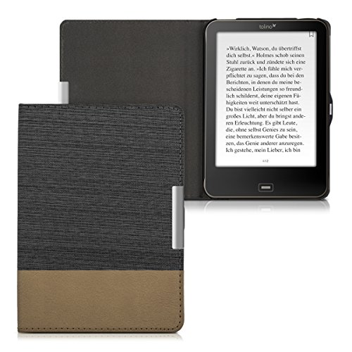 kwmobile Hülle für Tolino Vision 1 / 2 / 3 / 4 HD - Flipcover Case eReader Schutzhülle - Bookstyle Klapphülle Schwarz Braun