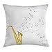 Produktbild Kissenbezüge Music Throw Pillow Cushion Cover, Illustration of Wavy Music Tune from Saxophone Solo Party Beat Fun Artful Design, Decorative Square Accent Pillow Case, 18 X 18 inches, Yellow White
