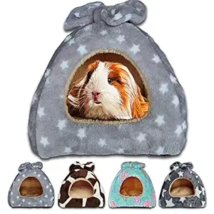 Guinea Pig Bed, Guinea Pig Hideout House Accessories Warm Bed for Small Animals Hamsters Chinchillas Dwarf Bunnies Hedgehogs. S, Light Grey Stars.