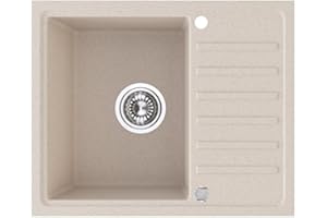 LINDBERGH® Granitspüle "SIM22" Beige Einbauspüle Küchenspüle Spüle Spülbecken + DREHEXCENTER - Verbundstoffe MADE IN GERMANY