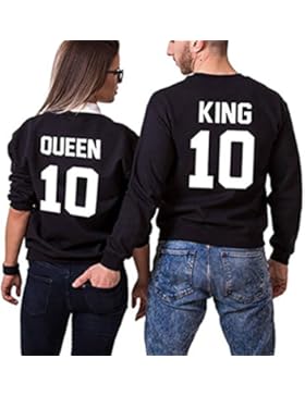 Pullover King Queen Pärchen Sweatshirt 2er set Partner als Geschenk Valentinstag Symbolische Liebe T-Shirt von...