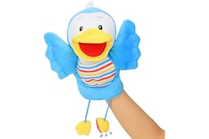Hopearl Marionnette à main oiseau en peluche avec bec mobile - Jouet éducatif imaginatif pour jeux de rôle et théâtre - Cadeau interactif pour garçons et filles (bleu ciel, 40 cm)