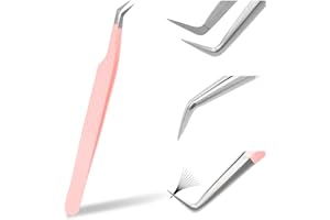‎FADVAN Professionelle Wimpernverlängerungspinzette für Wimpernverlängerungen, Metall-Edelstahl-Pinzette, rosafarbener Ellenbogen, alleinstehend (Zange der Königin)