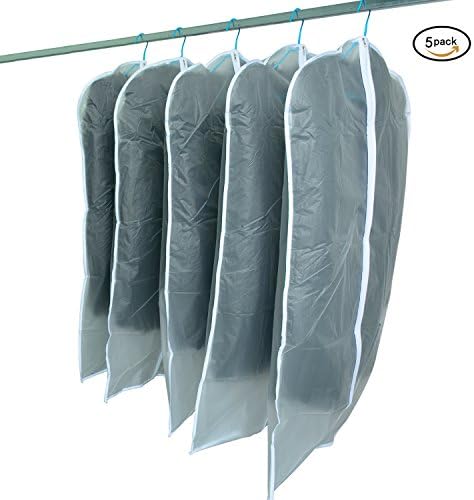 Gloria JR Transparent Travel Garment Suit Clothes Covers Bags clothes Organizer Dress Dustproof Storage Zipper Bags Protector Pack of 5 (60*120CM (47 Inches *24 Inches), Transparent)