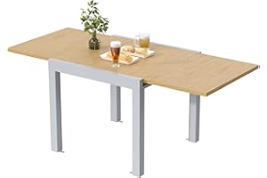 ‎JUMMICO JUMMICO Aluminium Ausziehbarer Gartentisch, 80-160 cm erweiterbar, wetterfest, bis 160 cm verlängerbar, Gartentisch für Balkon, Terrasse, Garten - Original Holz
