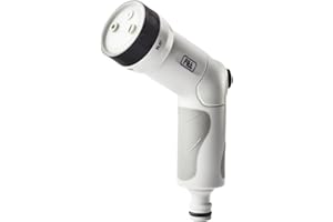 FITT Pistola pulverizadora multifunción compacta para Manguera de jardín, con regulación Continua del caudal. Empalme a presión estándar, Gris