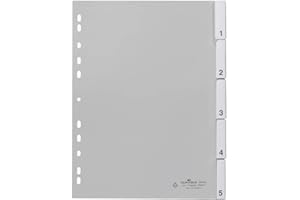 ‎DURABLE Durable Blanko-Register aus PP, 5-teilig, Universallochung, grau, 644010