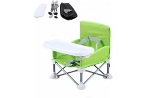 ACCMUZZY Baby High Chair,Portable Kids Camping Chair with Removable Tray,High Chairs for Babies and Toddlers for Outdoor with Storage Bag,Foldable Baby Booster Seat for 6 Moths to 3 Years (Green)