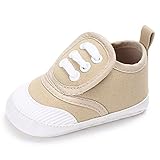  YUHUAWYH Unisex Baby Sneakers Krabbelschuhe Schuhe Junge Mädchen Lauflernschuhe Prewalker Krippe Schuhe 0-18 Monat (11cm:0-6 Monat, Beige)