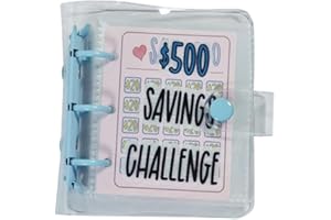 GENERISCH Mini-Budget-Ordner, A6, tragbares Geldumschlag-System mit Druckknopfverschluss, Geldsparbuch, Umschlag, Spar-Herausforderung (blau-500)